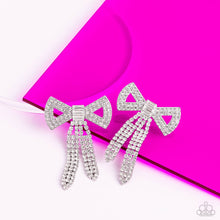 Load image into Gallery viewer, Paparazzi Just BOW With It - White Earring (August 2023 Life of the Party)