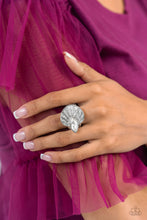 Load image into Gallery viewer, Paparazzi Fan Dance Dazzle - White Ring (August 2023 Life of the Party)