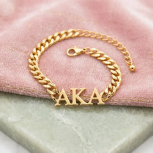Load image into Gallery viewer, PRE-ORDER - AKA Sorority Gold Chain Greek Letter Bracelet