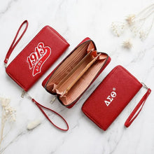 Load image into Gallery viewer, PRE-ORDER - DST Sorority Long Red 1913 Patch Zipper Wallet