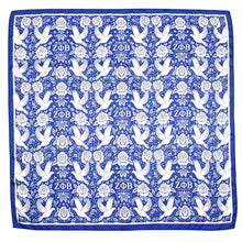 Load image into Gallery viewer, PRE-ORDER - ZPB Blue and White Dove Square Sorority Scarf