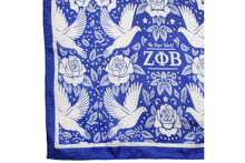Load image into Gallery viewer, PRE-ORDER - ZPB Blue and White Dove Square Sorority Scarf