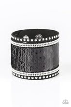 Load image into Gallery viewer, Paparazzi MERMAIDS Have More Fun - Black / Silver - Sequin Wrap Snap Bracelet