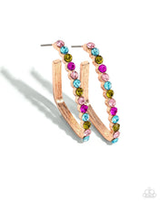 Load image into Gallery viewer, Paparazzi Triangular Tapestry Rose Gold Hoop Earring
