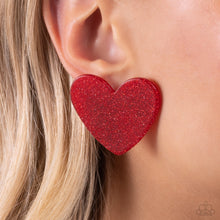Load image into Gallery viewer, Paparazzi Sparkly Sweethearts - Red Earring
