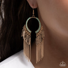 Load image into Gallery viewer, Paparazzi Free-Spirited Fringe Green Earring
