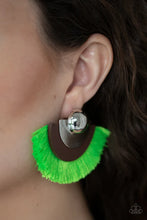 Load image into Gallery viewer, Paparazzi Fan The FLAMBOYANCE Green Earrings
