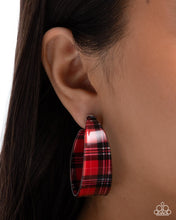 Load image into Gallery viewer, Paparazzi Fabulous Flannel - Red Earrings (December 2025 Sunset Sightings)
