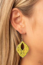 Load image into Gallery viewer, Paparazzi Thessaly Terrace - Yellow Earring
