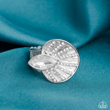 Load image into Gallery viewer, Paparazzi Fan Dance Dazzle - White Ring (August 2023 Life of the Party)

