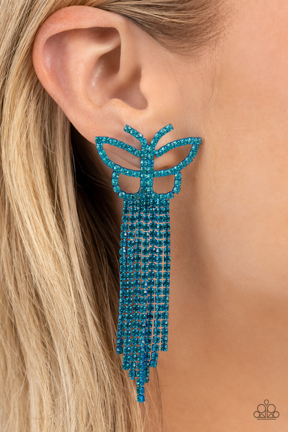 Paparazzi Billowing Butterflies - Blue Earring (July 2023 Life of the Party)