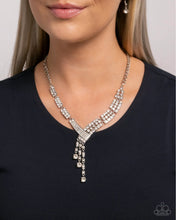Load image into Gallery viewer, Paparazzi Diagonal Dazzle White Necklace
