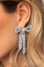 Load image into Gallery viewer, Paparazzi Just BOW With It - White Earring (August 2023 Life of the Party)
