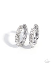 Load image into Gallery viewer, Paparazzi Commanding Chic White Hoop Earrings
