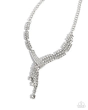 Load image into Gallery viewer, Paparazzi Diagonal Dazzle White Necklace
