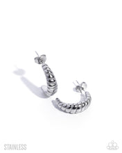 Load image into Gallery viewer, Paparazzi Twisted Transit Silver Hoop Earring
