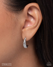 Load image into Gallery viewer, Paparazzi Twisted Transit Silver Hoop Earring
