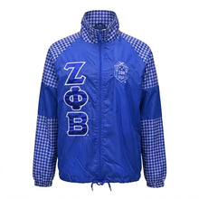 Load image into Gallery viewer, PRE-ORDER - Zeta Phi Beta Sorority Lightweight Houndstooth Windbreaker Jacket - Royal Blue
