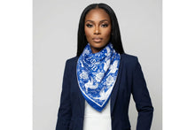 Load image into Gallery viewer, PRE-ORDER - ZPB Blue and White Dove Square Sorority Scarf
