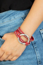 Load image into Gallery viewer, Paparazzi Studded Statement-Maker - Red Bracelet
