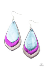 Load image into Gallery viewer, Paparazzi GLISTEN Up! - Multi - Blue, Purple &amp; Gray Leather Earrings
