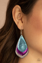 Load image into Gallery viewer, Paparazzi GLISTEN Up! - Multi - Blue, Purple &amp; Gray Leather Earrings
